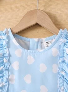 Toddler Girls Unicorn & Heart Print Ruffle Trim Dress - Multicolor - View 4