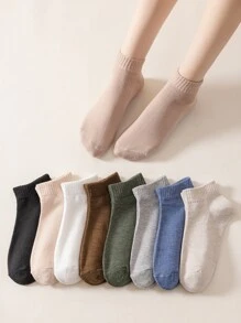 10pairs Solid Ankle Socks - Multicolor - View 1