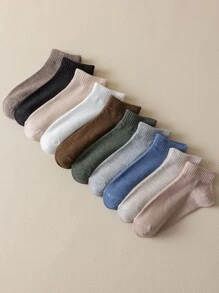 10pairs Solid Ankle Socks - Multicolor - View 3