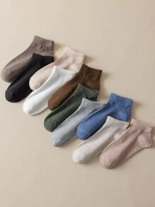 10pairs Solid Ankle Socks - Multicolor - View 4