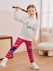 Toddler Girls Striped & Cartoon Graphic Leggings - Multicolor - View 4