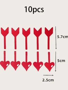 10pcs Heart & Arrow Design Cake Topper - Red - View 5