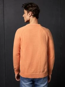 Manfinity 1 pieza Jersey unicolor de manga raglán - Naranja Coral - Ver 2