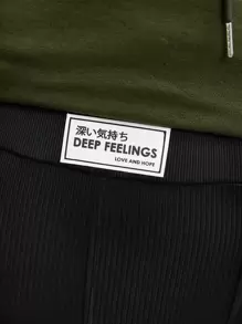 Mulvari Plus Letter Patched Detail Split Hem Leggings - Black - View 3