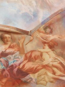 SHEIN MOD Figure Graphic Flounce Sleeve Tee - Multicolor - View 5