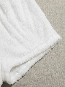 Plus 纯色法兰绒睡衣套装/睡衣套装 - 白色 - 查看 4