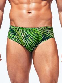 Manfinity Hombres Calzoncillo de natación con estampado tropical - Multicolor - Ver 1
