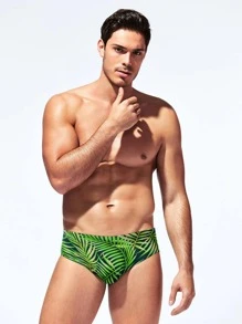 Manfinity Hombres Calzoncillo de natación con estampado tropical - Multicolor - Ver 3