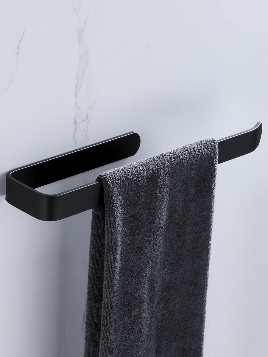 1pc Self-adhesive Towel Bar - Black - View 1