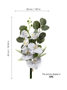 1 件人造蝴蝶兰丝绸花新娘花束、假植物、秋季装饰、房间、书桌、花园装饰、房间装饰用品 - 白色 - 查看 2