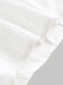 SHEIN MOD Ruched Bust Knot Front Gigot Sleeve Crop Blouse - White - View 4