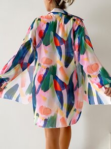 SHEIN Swim Allover Print Button Front Kimono Summer - Multicolor - View 6