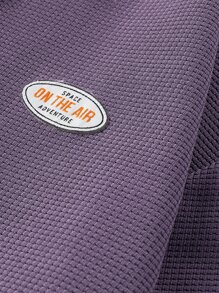 Manfinity Hypemode Men Letter Patched Contrast Collar Polo Shirt - Dusty Purple - View 3