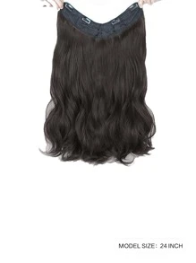 Clip In Long Body Wave  Synthetic Hair Extension - Black - View 2