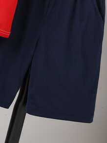 SHEIN Bộ hai mảnh Trai Túi Nút phía trước Khối Màu Lá thư Giải trí - Nhiều màu - Xem 5