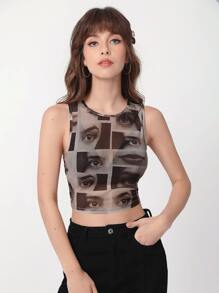 SHEIN MOD Figure Graphic Tank Top - Multicolor - View 1