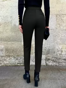 Damskie Spodnie Zamek błyskawiczny Prosty Elegancki