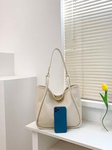 極簡風格大容量流浪包 - 米色 - 查看 4