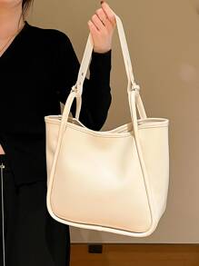 極簡風格大容量流浪包 - 米色 - 查看 3