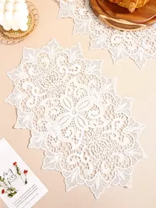 1 件新款椭圆形蕾丝镂空杯垫，装饰桌垫，适用于家庭、厨房、户外、餐厅、野餐、派对、生日礼物，适用于防尘、隔热、防刮 - 白色 - 查看 2
