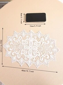 1 件新款椭圆形蕾丝镂空杯垫，装饰桌垫，适用于家庭、厨房、户外、餐厅、野餐、派对、生日礼物，适用于防尘、隔热、防刮 - 白色 - 查看 7