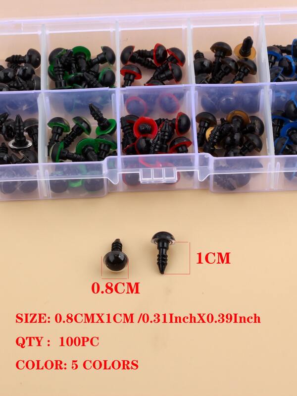 100pcs 10mm Eyeball Doll Accessories Black Plastic Plush Safety Eyes