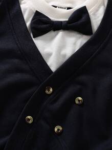 Toddler Boys Bow Front 2 In 1 Sweatshirt & Joggers - Navy Blue - View 6