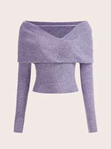BizChic Foldover Ribbed Knit Sweater