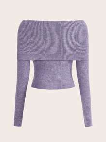 BizChic Foldover Ribbed Knit Sweater