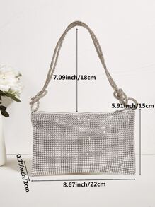Vincy Glitter Handbag Glamorous, Elegant, Exquisite, Quiet Luxury Sequin, Stylish, Luxury, Shiny Women'S Shoulder Bag, Large Capacity Clutch Bag Evening Bag, Dinner Bag Faux Pearl For Party Girl, Woman, Bride Perfect For Party, Wedding, Prom, Dinner/Banquet - Silver - View 7