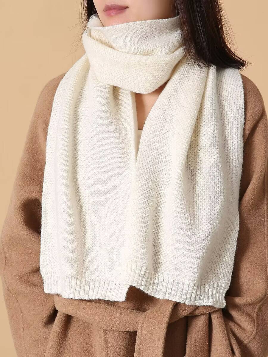 Letter Patch Decor Scarf - White - View 1