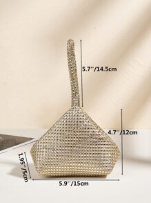 Mini Party Clutch Bag With Rhinestone Decor, Elegant Handbag For Attending Events, Fashionable Small Handbag For Lipstick, Coins, Versatile - Champagne - View 5