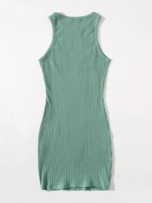 SHEIN Essnce Rib-knit Bodycon Dress - Mint Green - View 2
