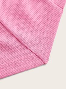 SHEIN EZwear Valentine's Day,Plus Size Cut Out Drawstring Asymmetrical Hem Sweatshirt - Pink - View 3