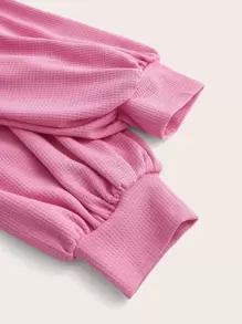 SHEIN EZwear Valentine's Day,Plus Size Cut Out Drawstring Asymmetrical Hem Sweatshirt - Pink - View 4