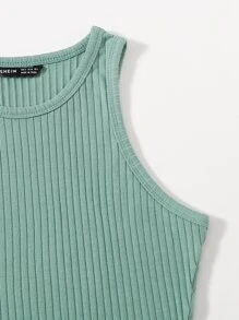 SHEIN Essnce Rib-knit Bodycon Dress - Mint Green - View 4