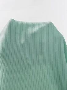 SHEIN Essnce Rib-knit Bodycon Dress - Mint Green - View 6