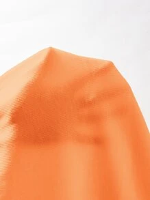 SHEIN EZwear Rib Knit Halter Crop Top - Coral Orange - View 6