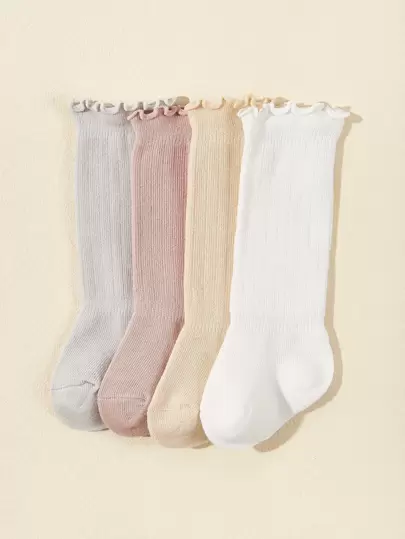 4雙嬰兒木耳邊過膝襪