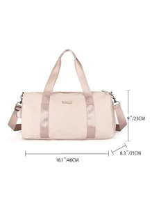 Letter Patch Decor Large Capacity Duffel Bag - Pink - View 3