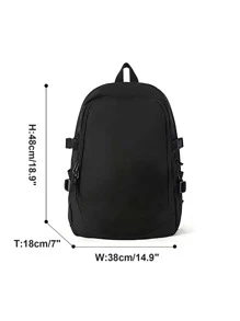 Release Buckle Decor Classic Backpack - Black - View 2