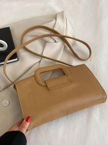 Túi đeo chéo Nữ Khối Màu Có thể điều chỉnh được Đôi tay cầm Giải trí Đúng mốt - Màu Khaki - Xem 5