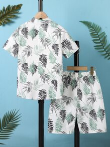 Boys Tropical Print Shirt & Shorts Without Tee - White - View 2