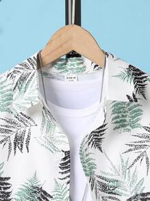 Boys Tropical Print Shirt & Shorts Without Tee - White - View 4
