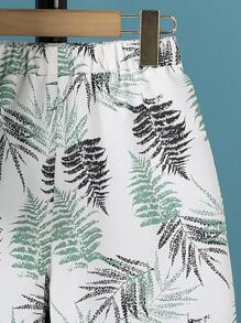 Boys Tropical Print Shirt & Shorts Without Tee - White - View 5