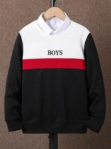 Boys Letter Graphic Colourblock Sweatshirt Without Shirt - Multicolor - View 1