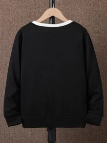 Boys Letter Graphic Colourblock Sweatshirt Without Shirt - Multicolor - View 2