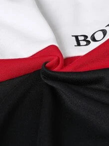 Boys Letter Graphic Colourblock Sweatshirt Without Shirt - Multicolor - View 5