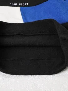 Boys Letter Embroidery Colourblock Hoodie & Trousers Without Shirt - Black - View 7