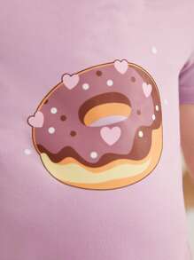 女孩甜甜圈圖案緊身睡衣套裝 - 彩色 - 查看 3